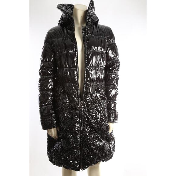 CELYNb Black Shiny Quilted Down Winter Puffer Jacket Size XS - Picture 6 of 14